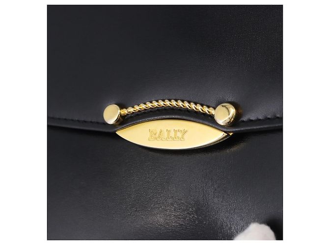 BALLY Schultertasche aus Leder Schwarz Goldfarben Auth 202267A - Ansicht 19