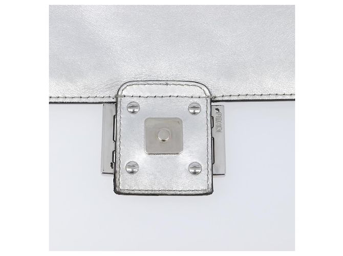 Borsa a spalla FENDI Zucca Mamma Baguette in pelle argento 8BR600 Auth yk20852SAM Prata - vista 22