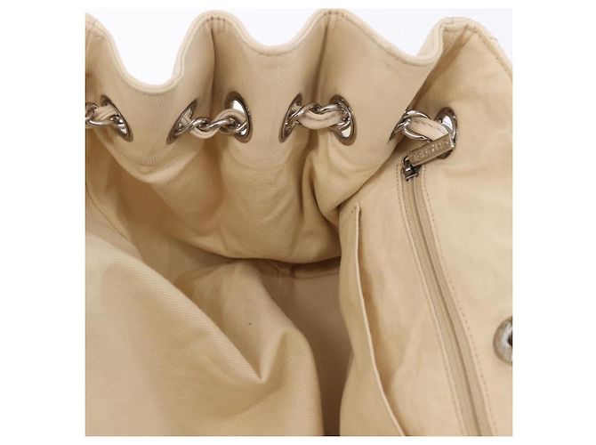 Borsa a catena CHANEL V-Stitch Icon Series Canvas Beige Silver CC Auth 201991A Argento - vista 18