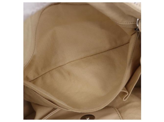 Borsa a catena CHANEL V-Stitch Icon Series Canvas Beige Silver CC Auth 201991A Argento - vista 23