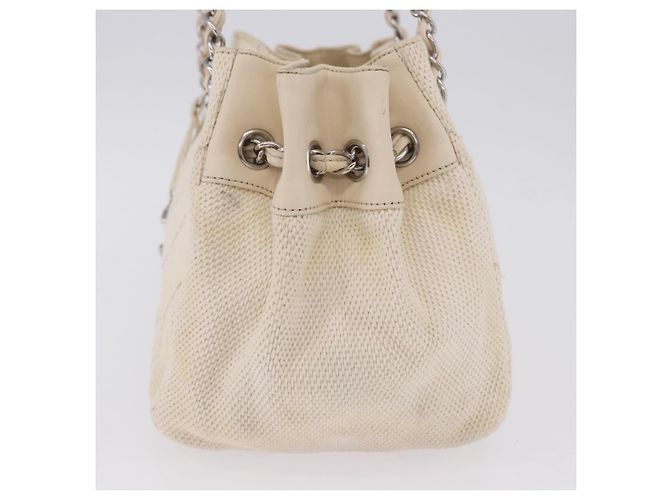 Borsa a catena CHANEL V-Stitch Icon Series Canvas Beige Silver CC Auth 201991A Argento - vista 3