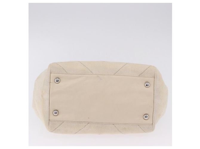 Borsa a catena CHANEL V-Stitch Icon Series Canvas Beige Silver CC Auth 201991A Argento - vista 5