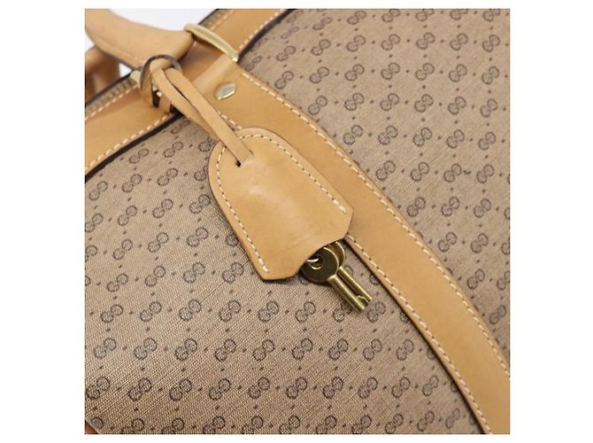 Borsa Boston GUCCI Micro GG Supreme PVC Beige Oro 58 012 468 40 Auth 197681A D'oro - vista 10