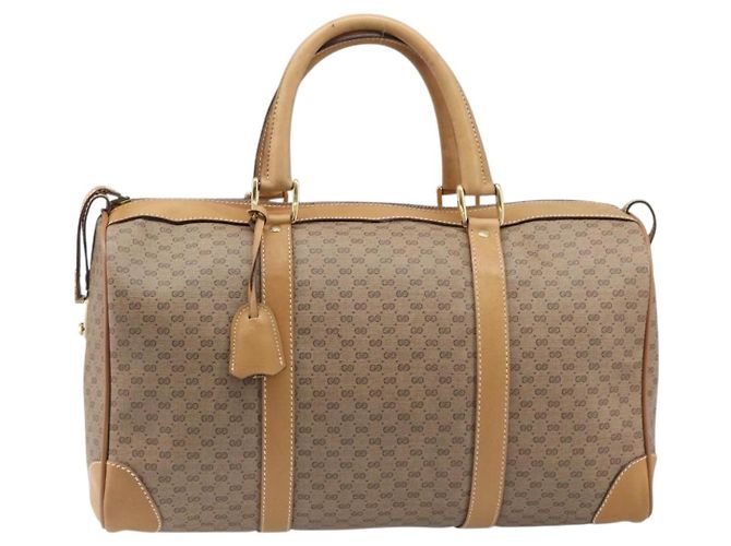Borsa Boston GUCCI Micro GG Supreme PVC Beige Oro 58 012 468 40 Auth 197681A D'oro - vista 13
