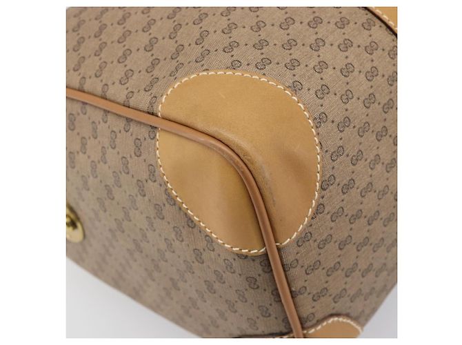 Borsa Boston GUCCI Micro GG Supreme PVC Beige Oro 58 012 468 40 Auth 197681A D'oro - vista 15