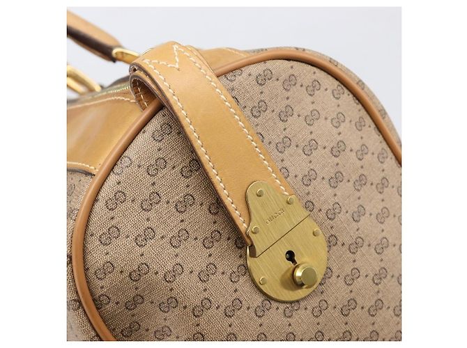 Borsa Boston GUCCI Micro GG Supreme PVC Beige Oro 58 012 468 40 Auth 197681A D'oro - vista 18