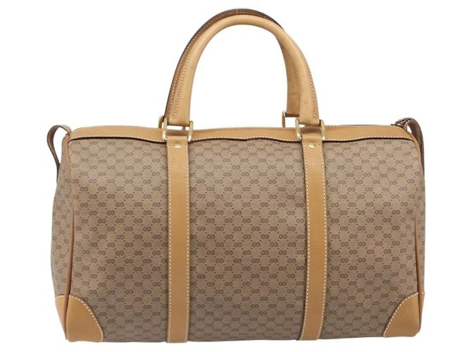 Borsa Boston GUCCI Micro GG Supreme PVC Beige Oro 58 012 468 40 Auth 197681A D'oro - vista 2