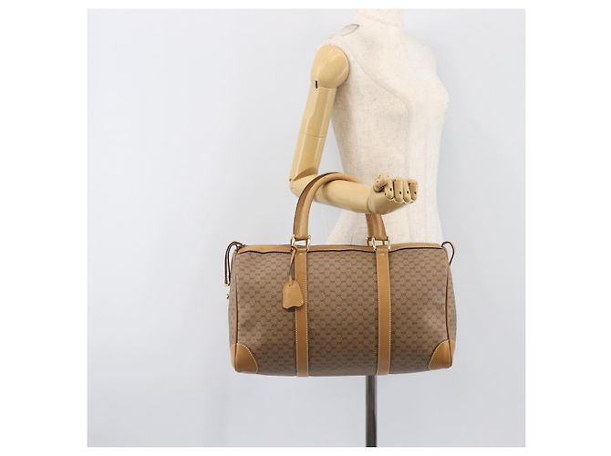 Borsa Boston GUCCI Micro GG Supreme PVC Beige Oro 58 012 468 40 Auth 197681A D'oro - vista 22