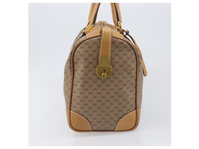 Borsa Boston GUCCI Micro GG Supreme PVC Beige Oro 58 012 468 40 Auth 197681A D'oro - vista 3