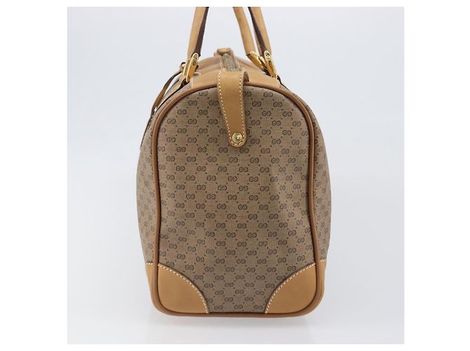 Borsa Boston GUCCI Micro GG Supreme PVC Beige Oro 58 012 468 40 Auth 197681A D'oro - vista 4