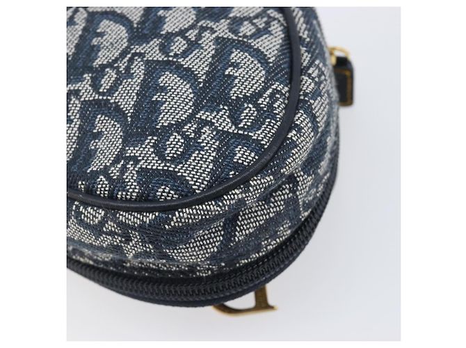 Pouch Saddle Christian Dior Trotter Canvas Navy Gold Auth 199475 D'oro Blu navy - vista 10