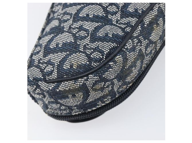 Pouch Saddle Christian Dior Trotter Canvas Navy Gold Auth 199475 D'oro Blu navy - vista 11