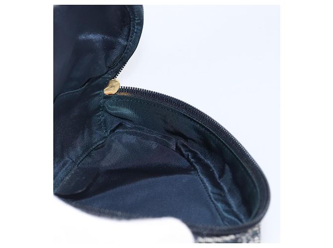 Pouch Saddle Christian Dior Trotter Canvas Navy Gold Auth 199475 D'oro Blu navy - vista 18