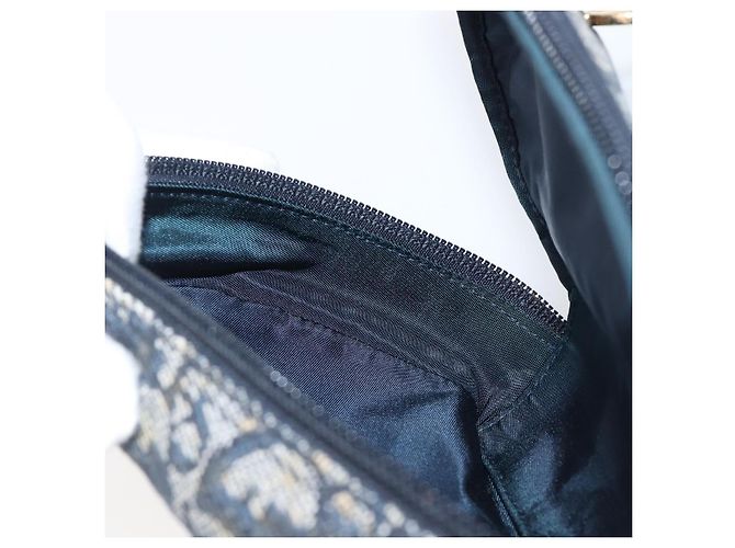 Pouch Saddle Christian Dior Trotter Canvas Navy Gold Auth 199475 D'oro Blu navy - vista 19
