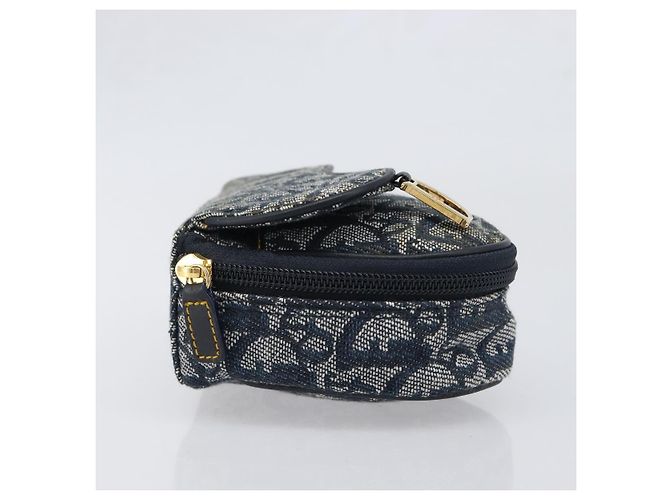 Pouch Saddle Christian Dior Trotter Canvas Navy Gold Auth 199475 D'oro Blu navy - vista 5