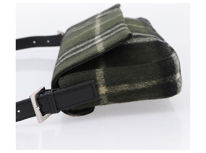 Borsa a Tracolla Burberrys Nova Check Lana Verde Argento Auth 202175A - vista 3