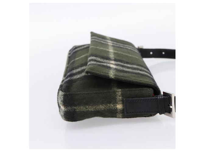 Borsa a Tracolla Burberrys Nova Check Lana Verde Argento Auth 202175A - vista 4