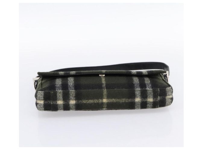 Borsa a Tracolla Burberrys Nova Check Lana Verde Argento Auth 202175A - vista 5