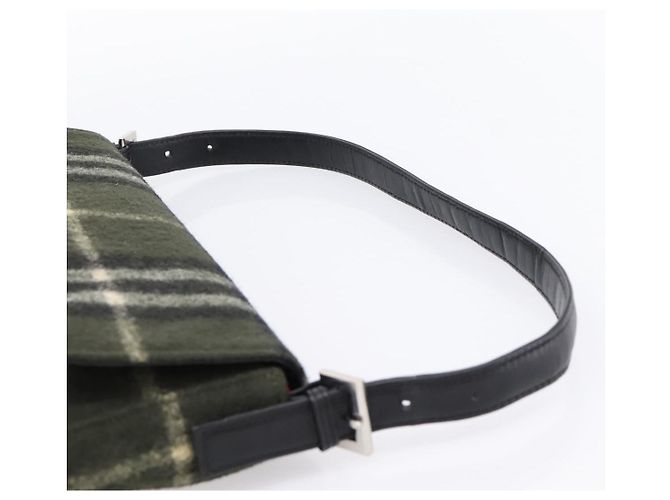 Borsa a Tracolla Burberrys Nova Check Lana Verde Argento Auth 202175A - vista 8