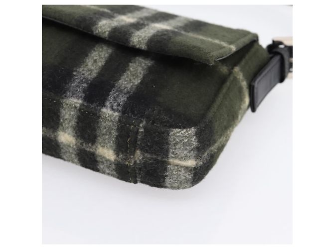 Borsa a Tracolla Burberrys Nova Check Lana Verde Argento Auth 202175A - vista 9