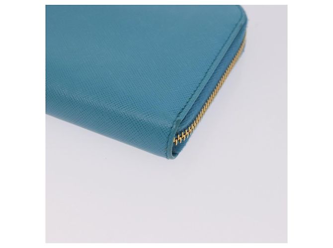 Saffiano PRADA Langbörse aus Safiano-Leder Hellblau Gold Auth 202031V Golden - Ansicht 15