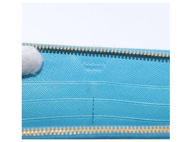 Saffiano PRADA Langbörse aus Safiano-Leder Hellblau Gold Auth 202031V Golden - Ansicht 19