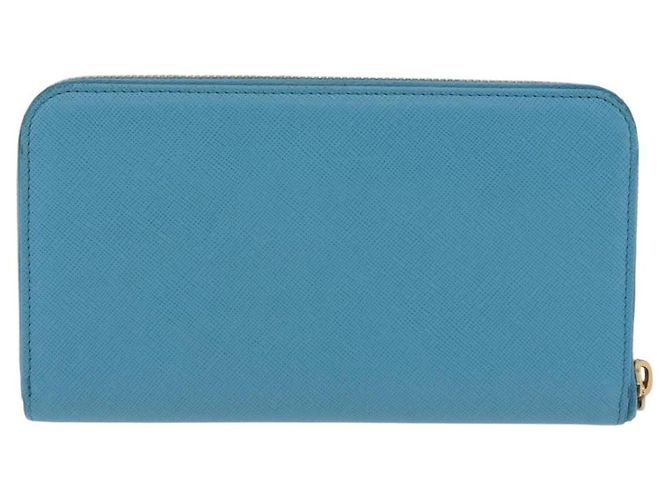 Saffiano PRADA Langbörse aus Safiano-Leder Hellblau Gold Auth 202031V Golden - Ansicht 2