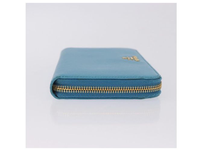 Saffiano PRADA Langbörse aus Safiano-Leder Hellblau Gold Auth 202031V Golden - Ansicht 3