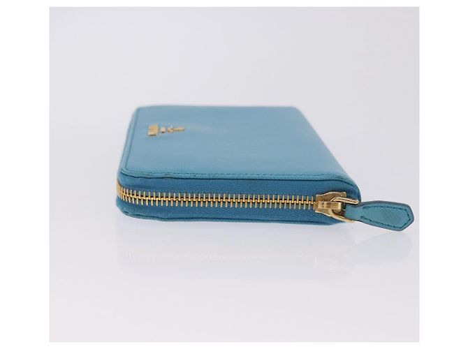Saffiano PRADA Langbörse aus Safiano-Leder Hellblau Gold Auth 202031V Golden - Ansicht 4