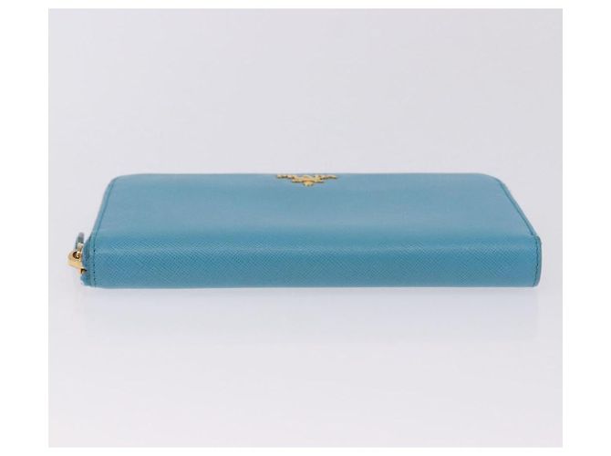 Saffiano PRADA Langbörse aus Safiano-Leder Hellblau Gold Auth 202031V Golden - Ansicht 6