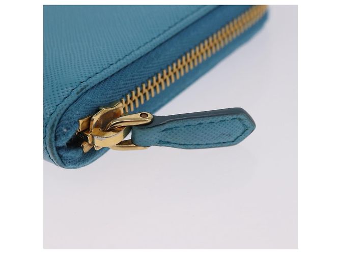 Saffiano PRADA Langbörse aus Safiano-Leder Hellblau Gold Auth 202031V Golden - Ansicht 7