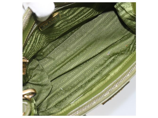 Bolsa de mão PRADA Galleria Saffiano 2way Green Gold Tone Auth 199533A Verde - vista 10