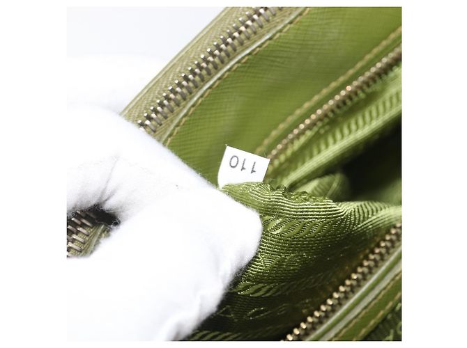 Bolsa de mão PRADA Galleria Saffiano 2way Green Gold Tone Auth 199533A Verde - vista 11