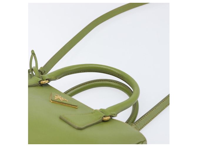 Bolsa de mão PRADA Galleria Saffiano 2way Green Gold Tone Auth 199533A Verde - vista 15