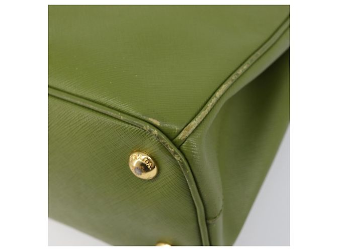 Bolsa de mão PRADA Galleria Saffiano 2way Green Gold Tone Auth 199533A Verde - vista 17