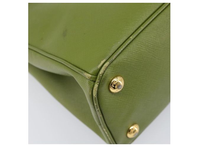 Bolsa de mão PRADA Galleria Saffiano 2way Green Gold Tone Auth 199533A Verde - vista 18