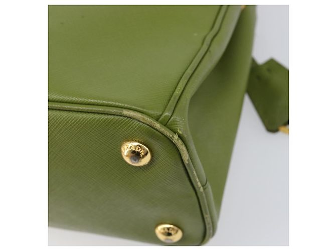 Bolsa de mão PRADA Galleria Saffiano 2way Green Gold Tone Auth 199533A Verde - vista 19