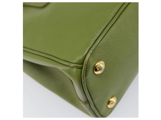Bolsa de mão PRADA Galleria Saffiano 2way Green Gold Tone Auth 199533A Verde - vista 20