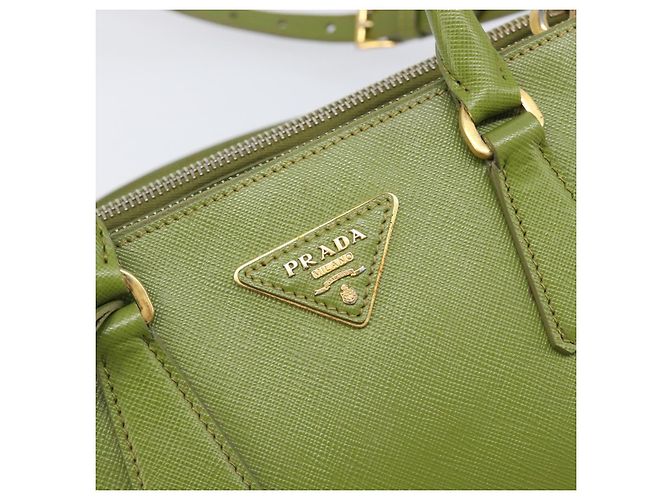 Bolsa de mão PRADA Galleria Saffiano 2way Green Gold Tone Auth 199533A Verde - vista 21