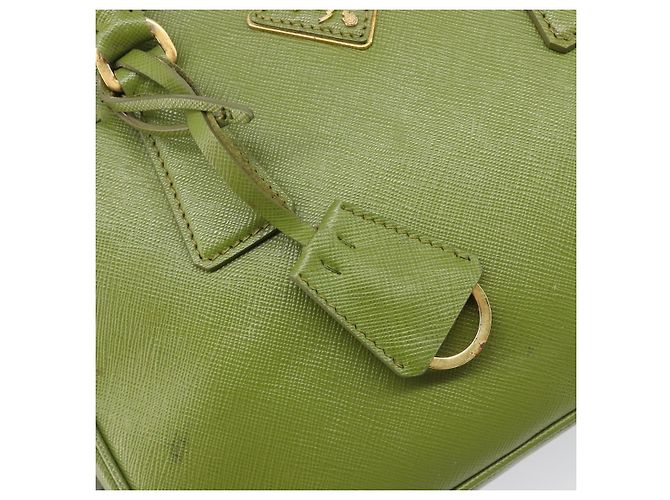 Bolsa de mão PRADA Galleria Saffiano 2way Green Gold Tone Auth 199533A Verde - vista 22
