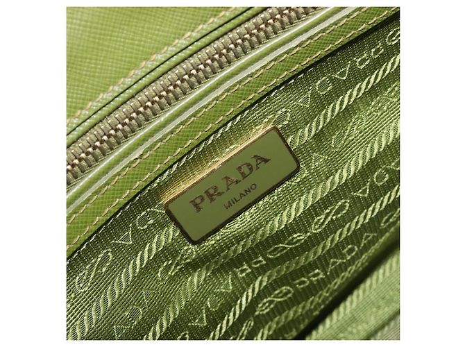 Bolsa de mão PRADA Galleria Saffiano 2way Green Gold Tone Auth 199533A Verde - vista 23
