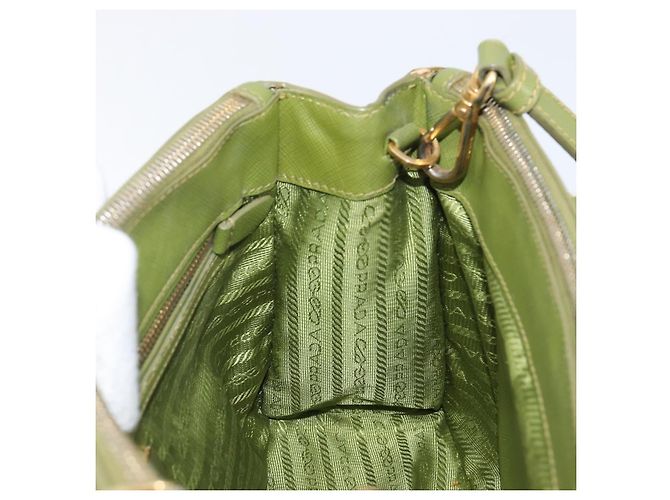 Bolsa de mão PRADA Galleria Saffiano 2way Green Gold Tone Auth 199533A Verde - vista 24