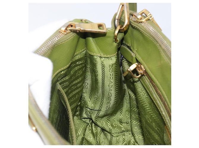 Bolsa de mão PRADA Galleria Saffiano 2way Green Gold Tone Auth 199533A Verde - vista 25