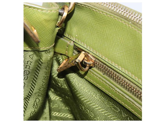 Bolsa de mão PRADA Galleria Saffiano 2way Green Gold Tone Auth 199533A Verde - vista 26