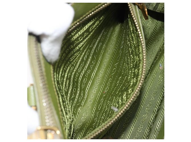 Bolsa de mão PRADA Galleria Saffiano 2way Green Gold Tone Auth 199533A Verde - vista 27