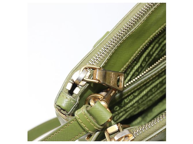 Bolsa de mão PRADA Galleria Saffiano 2way Green Gold Tone Auth 199533A Verde - vista 28