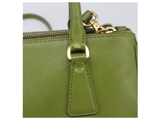 Bolsa de mão PRADA Galleria Saffiano 2way Green Gold Tone Auth 199533A Verde - vista 3