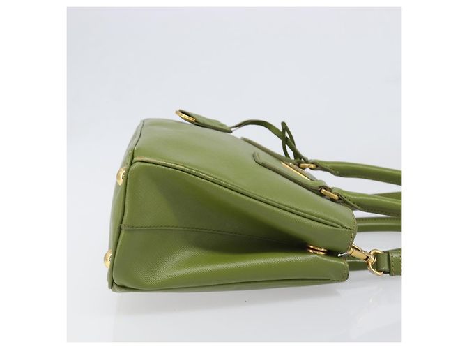 Bolsa de mão PRADA Galleria Saffiano 2way Green Gold Tone Auth 199533A Verde - vista 4