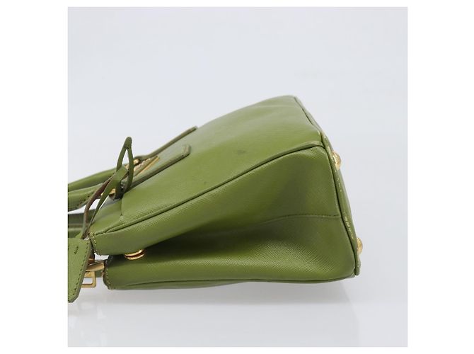 Bolsa de mão PRADA Galleria Saffiano 2way Green Gold Tone Auth 199533A Verde - vista 5