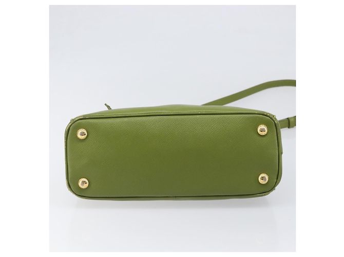 Bolsa de mão PRADA Galleria Saffiano 2way Green Gold Tone Auth 199533A Verde - vista 6